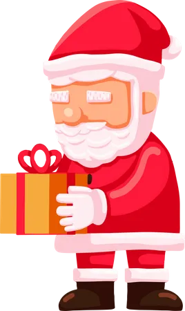 Santa Claus Holding Gift Box  Illustration