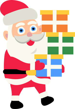 Santa Claus holding gift boxes  Illustration