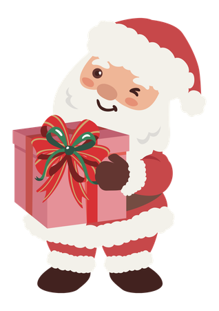 Santa Claus holding gift  Illustration