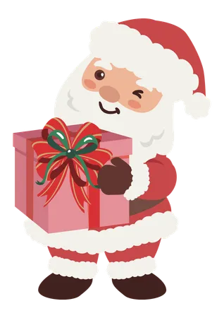 Santa Claus holding gift  Illustration