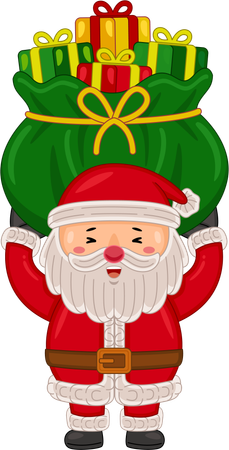 Santa Claus holding gifts bag  Illustration