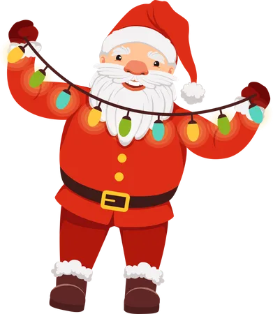 Santa claus holding light  Illustration