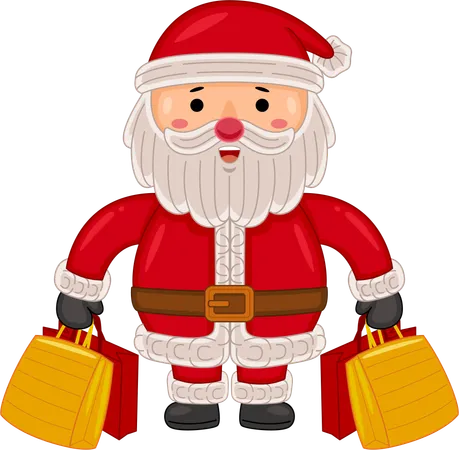 Santa claus holding shopping bags  Illustration