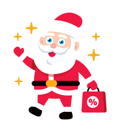 Santa Claus holding shopping discount or offer bag for Christmas  Illustration