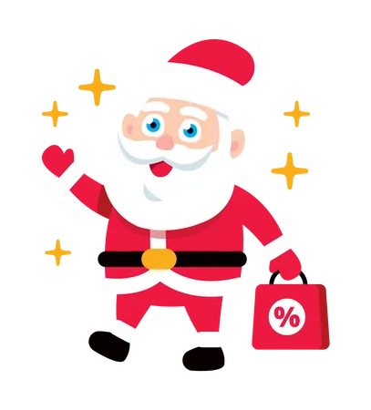 Santa Claus holding shopping discount or offer bag for Christmas  Illustration