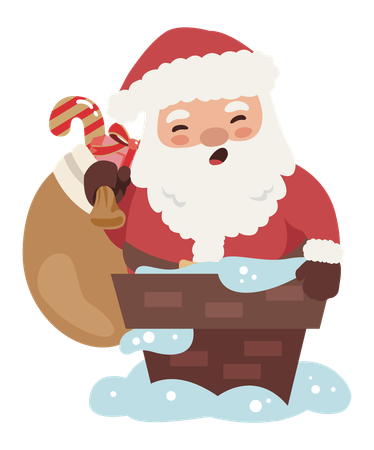 Santa Claus in chimney  Illustration