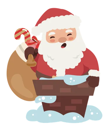 Santa Claus in chimney  Illustration