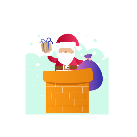 Santa claus in chimney  Illustration