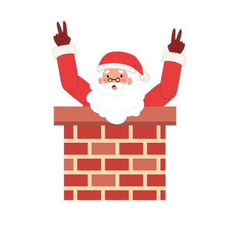 Santa claus in house chimney  Illustration