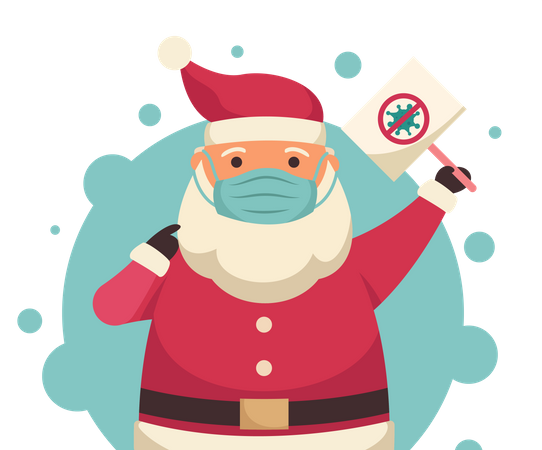 Santa Claus in medical mask for health care on Christmas day  Illustration