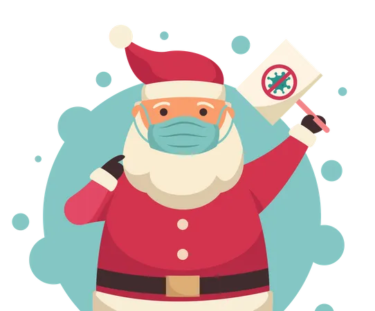 Santa Claus in medical mask for health care on Christmas day  Illustration