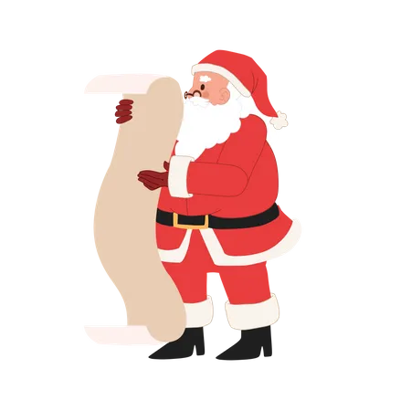 Santa Claus Is Checking In Check List Paper Vector Illustration Illustration