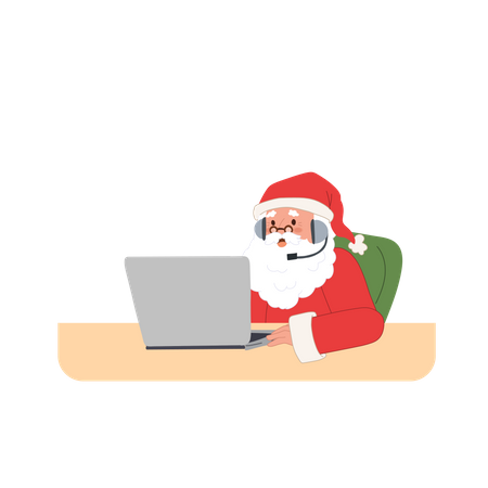 Santa claus is using laptop Illustration