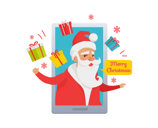 Santa claus is wishing merry christmas  Illustration