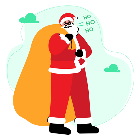 Santa claus laughing while distributing gifts  Illustration