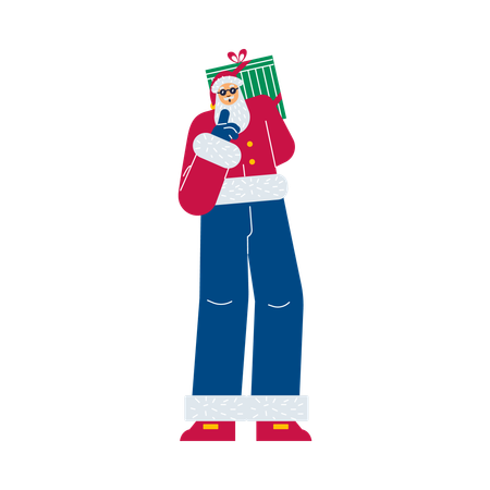 Santa Claus making secret sign  Illustration