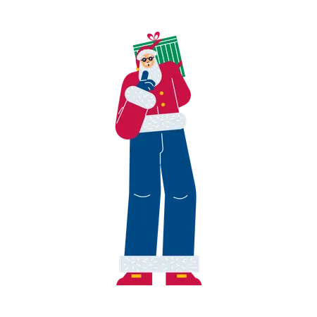 Santa Claus making secret sign  Illustration