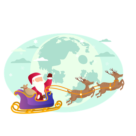 Santa claus on sleigh  イラスト