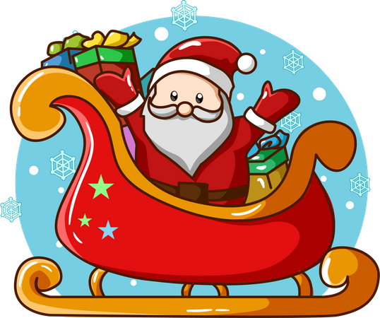 Santa Claus on the train with some gifts  Illustration