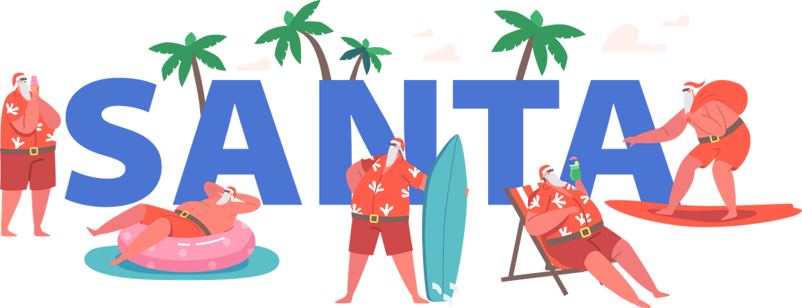 Santa Claus on Vacation  Illustration