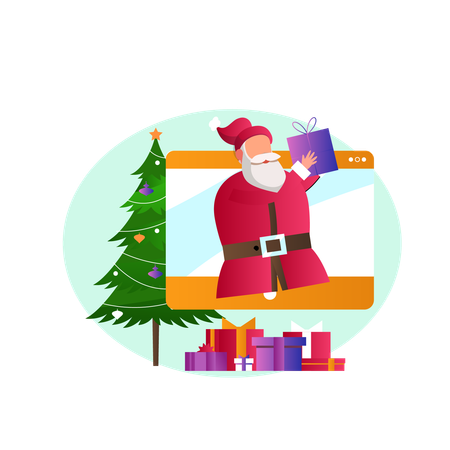 Santa claus online gift  Illustration