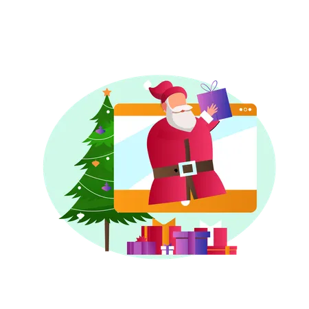 Santa claus online gift  Illustration