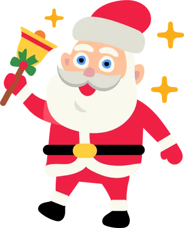 Santa Claus playing bell  Illustration