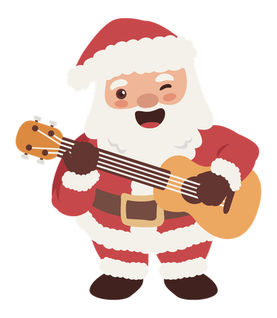 Santa Claus playing guitar  Illustration
