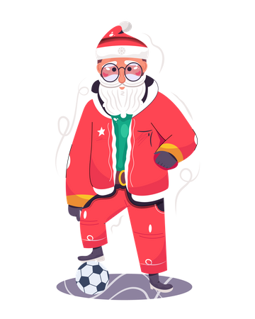 Santa Claus playing the football  Illustration