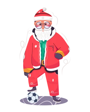 Santa Claus playing the football  Illustration