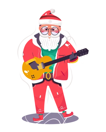 Santa Claus playing the guitar  Illustration