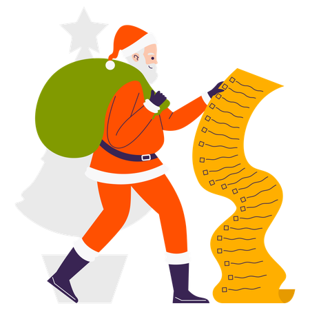 Santa claus preparing Gift List  Illustration