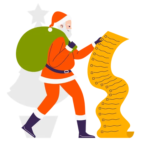 Santa claus preparing Gift List  Illustration