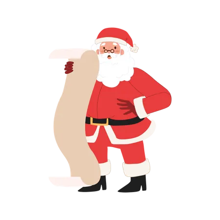 Santa claus reading list  Illustration