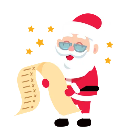 Santa Claus reading Wishlist  Illustration