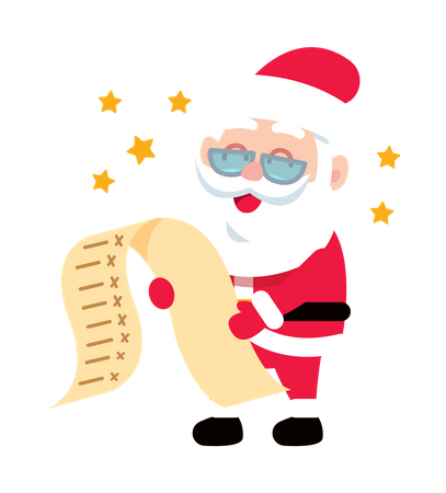 Santa Claus reading Wishlist  Illustration