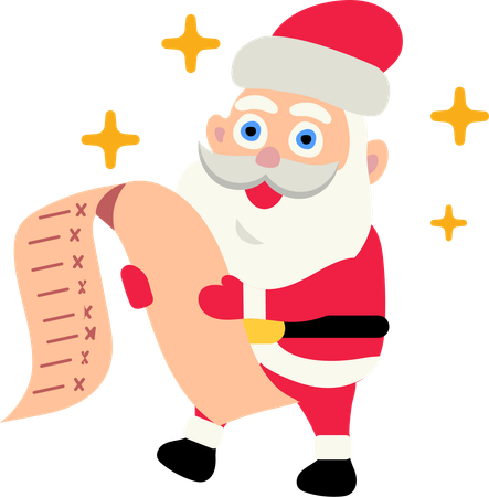 Santa Claus reading Wishlist  Illustration