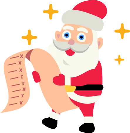 Santa Claus reading Wishlist  Illustration