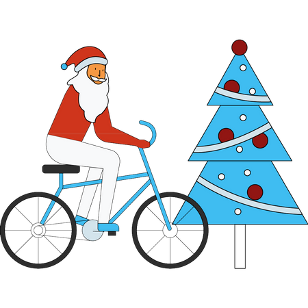 Santa Claus riding bicycle Illustration