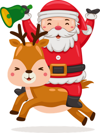 Santa Claus riding on deer  Illustration
