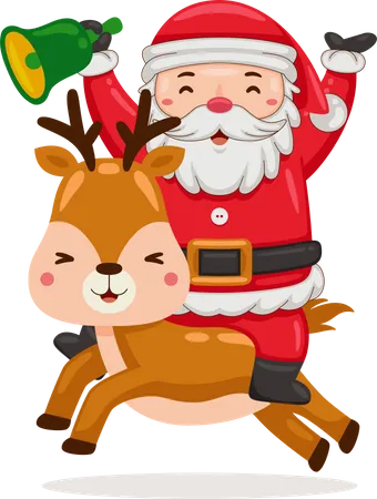 Santa Claus riding on deer  Illustration