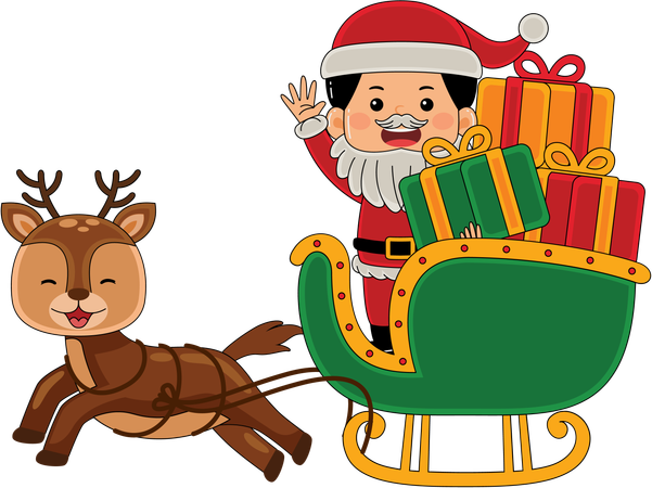 Santa Claus riding on santa sledge  Illustration