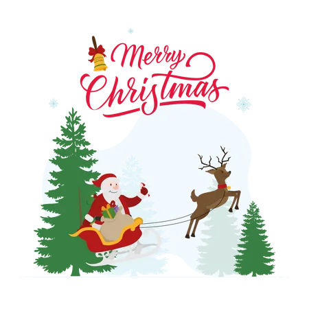 Santa Claus riding sleigh Illustration