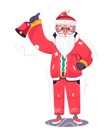 Santa Claus ringing the Christmas bell Illustration