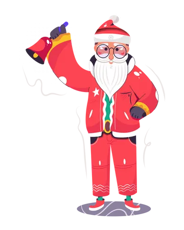 Santa Claus ringing the Christmas bell  Illustration