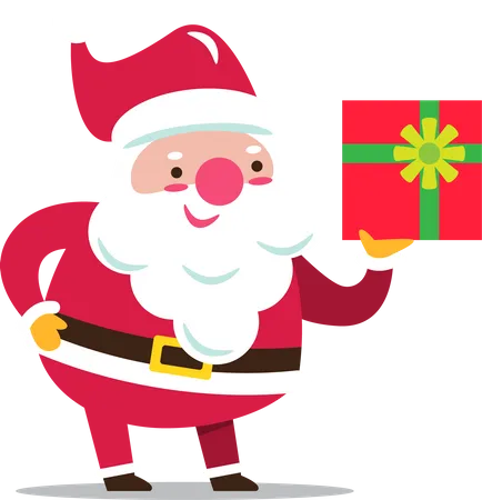 Santa Claus showing Christmas gift box  Illustration