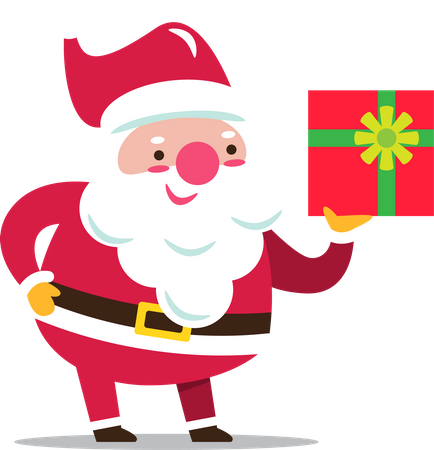 Santa Claus showing Christmas gift box  Illustration