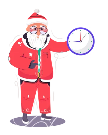Santa Claus showing the Christmas starting time  Illustration