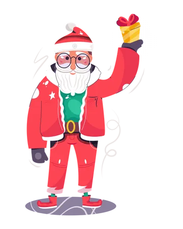 Santa Claus showing the gift  Illustration