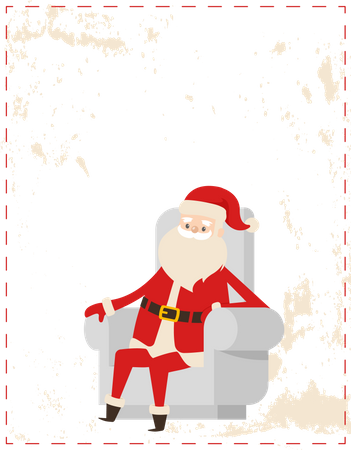 Santa Claus Sitting Cosy Armchair  Illustration